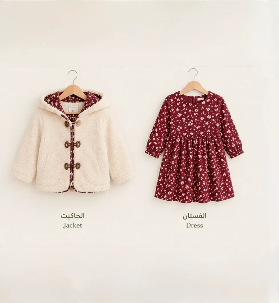 Floral dress with a wool jacket