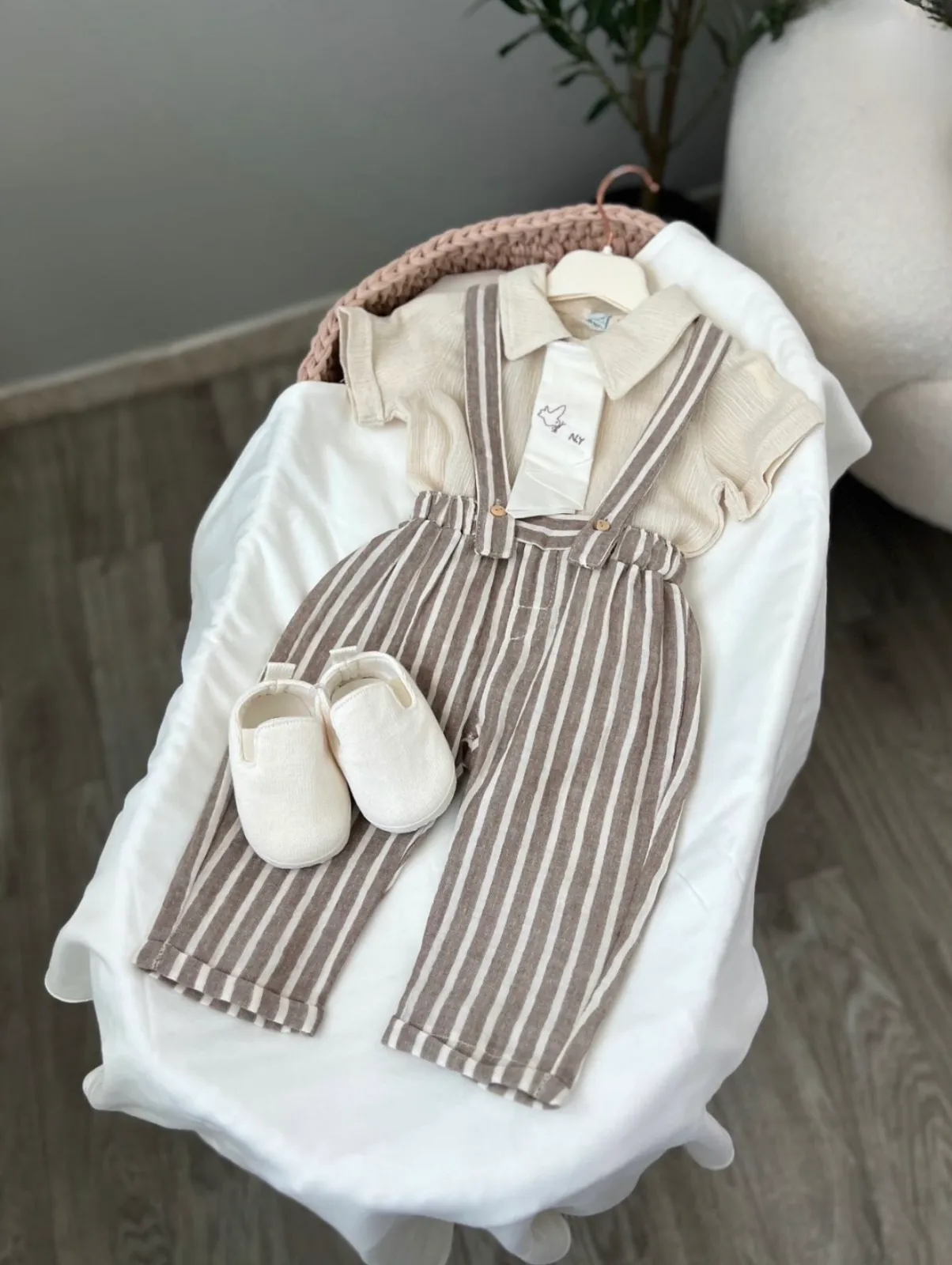 Boys' striped overalls