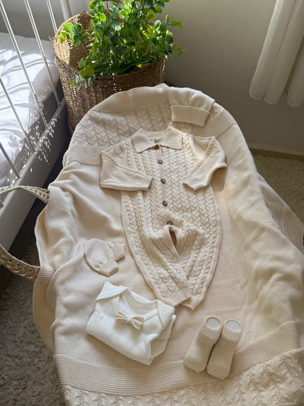 Baby set natural wool